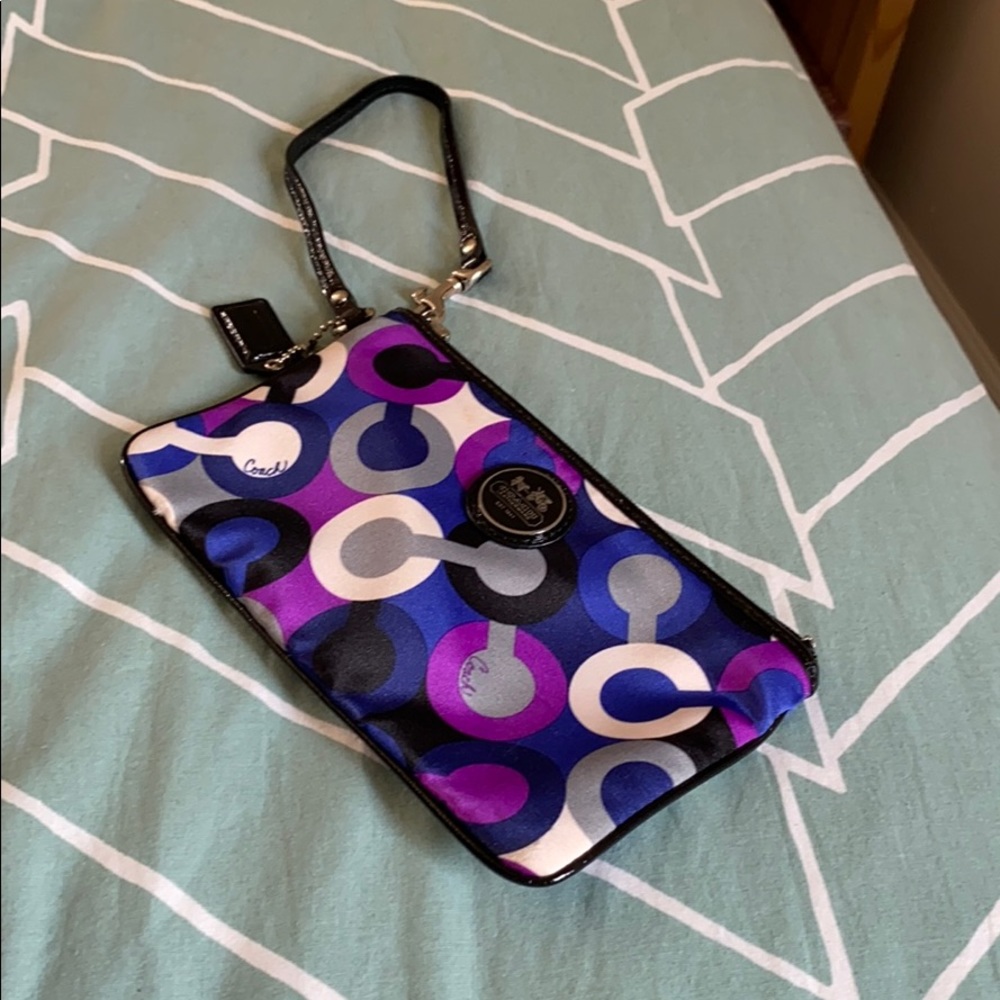 Multicolored Coach wristlet